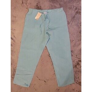 Privacy Linen Pants 12 Women Teal Elastic Waist Pullon Drawstring Light Airy